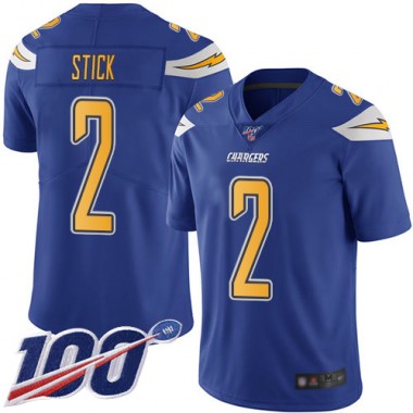 Los Angeles Chargers NFL Football Easton Stick Electric Blue Jersey Men Limited  #2 100th Season Rush Vapor Untouchable